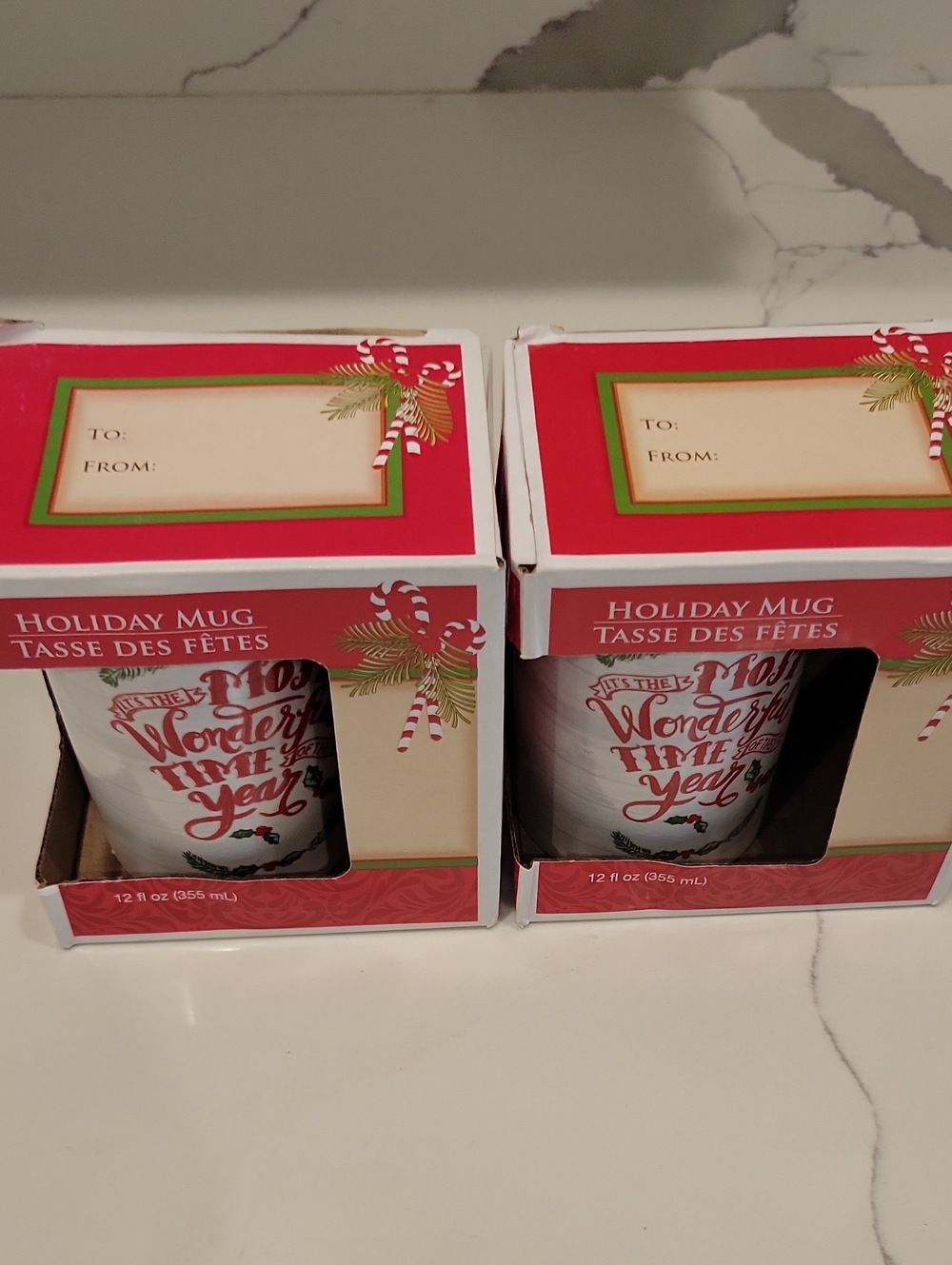 Holiday Mug - White and Red Festive Design